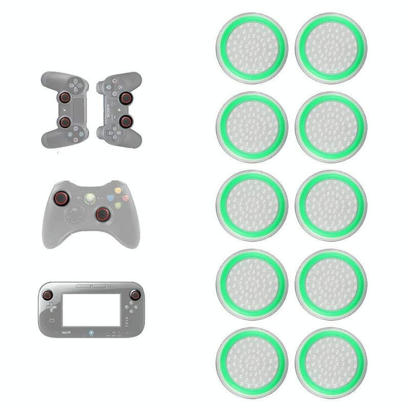 10-piece Luminous Gamepad Button Caps for Ps5 / Ps4 / Ps3 / Xbox one / 360 / Pro / Series x / s - Transparent Black Circle