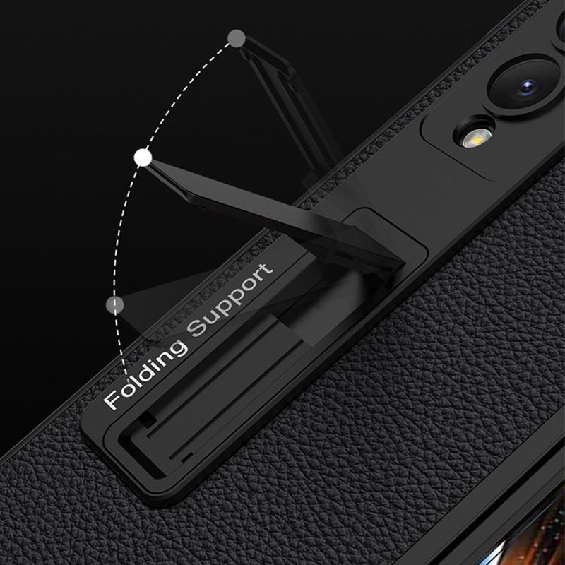 For Samsung Galaxy Z Fold4 5G Leather Case With Stand - Ultra Thin - Carbon Fiber Texture