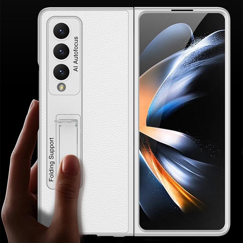 For Samsung Galaxy Z Fold4 5G Leather Case With Stand - Ultra Thin - Carbon Fiber Texture