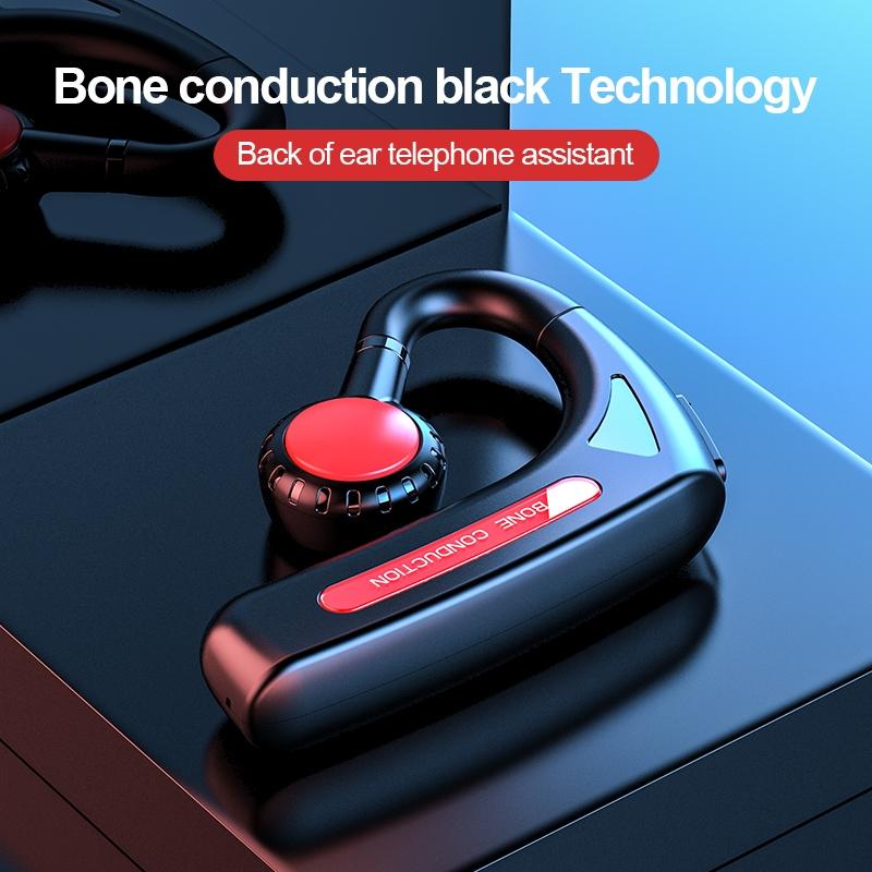 Wireless Bone Conduction Bluetooth Headset - Hanging Ear Design - Red