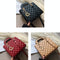 Leather Crossbody Bag With Rhombus Pattern For Women - Brown