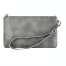 Retro Leather Clutch Bag With Zipper - 6 Inch - Grey