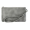 Retro Leather Clutch Bag With Zipper - 6 Inch - Grey