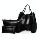 Retro Ladies Handbag - 4-In-1 Fashion Bucket Bag With Large Capacity - Black