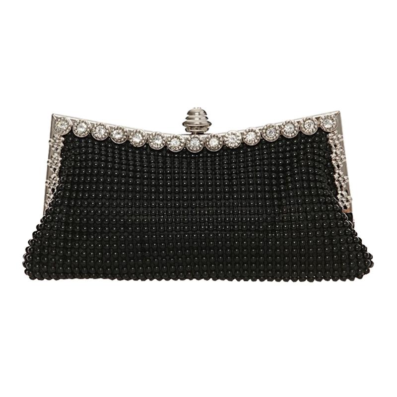 Rhinestone Evening Clutch For Ladies - Beaded Banquet Bag - Silver