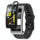 1.14 Inch Silicone Band Earphone Detachable Life Waterproof Smart Watch Support Bluetooth Call - Black Silver