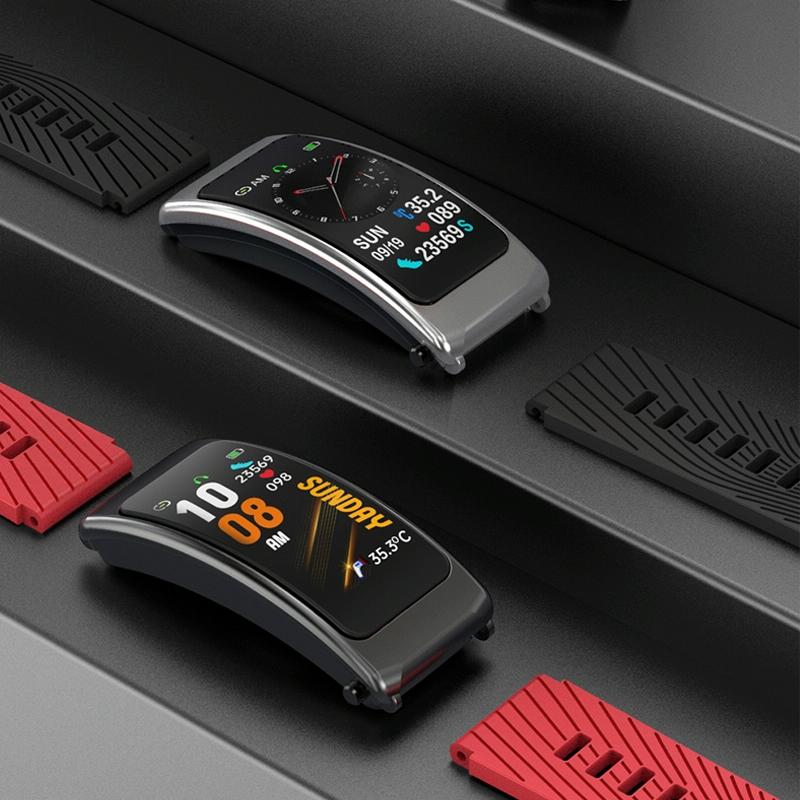 1.14 Inch Silicone Band Earphone Detachable Life Waterproof Smart Watch Support Bluetooth Call - Black Silver
