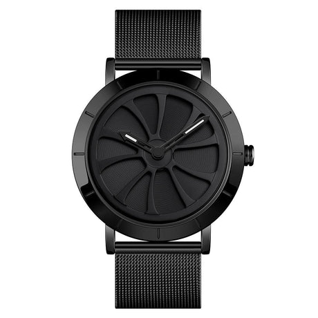Stylish Skeleton Dial Waterproof Men Watch with Mesh Strap - Black