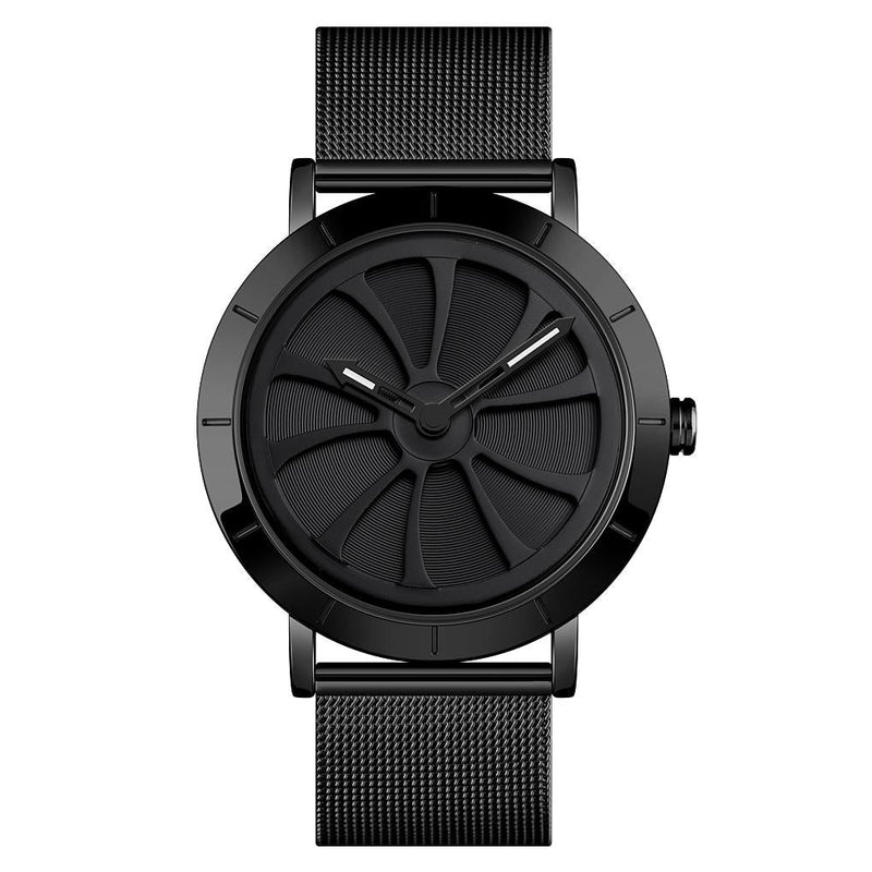 Stylish Skeleton Dial Waterproof Men Watch with Mesh Strap - Black