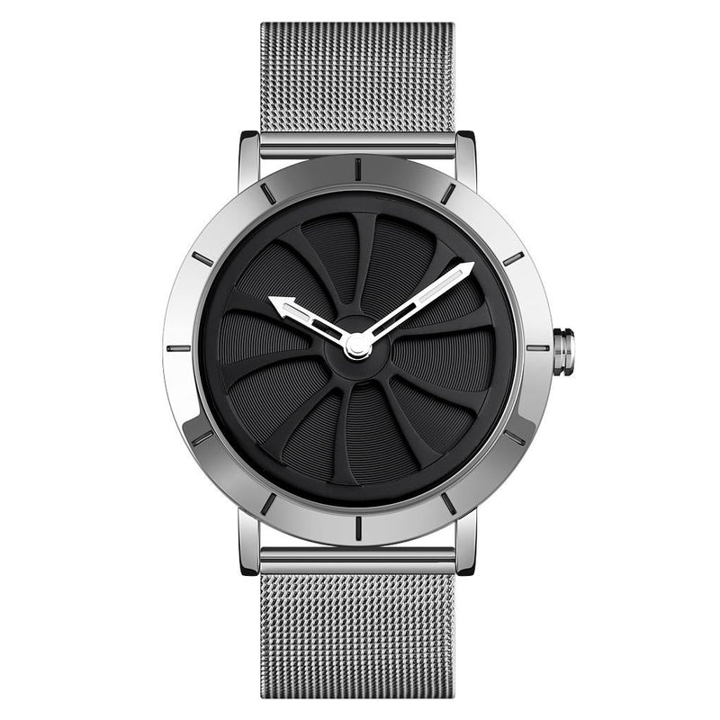Stylish Skeleton Dial Waterproof Men Watch with Mesh Strap - Black