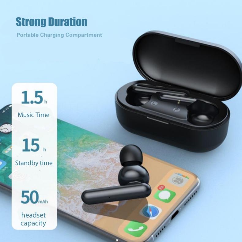 Mini Touch Control Tws Wireless Earphones with Mic & Charger Box - Green