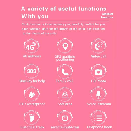 1.4 Inch 4G Gps Positioning Children Calling Watch With Sos Function - Black