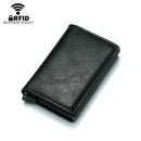 Anti Magnetic Rfid Leather Metal Wallet Universal Fit Black - Coffee
