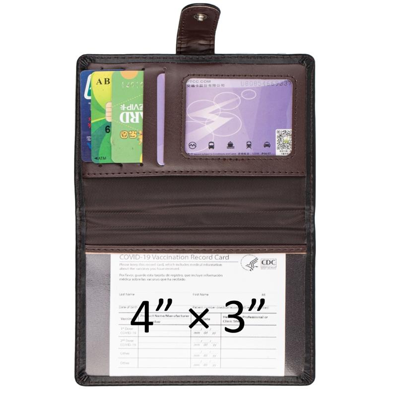 Passport & Card Holder With Buckle Clip Pu Protection - Brown