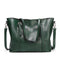 Stylish All-Match Leather Handbag - Wax Finish - Green
