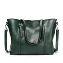 Stylish All-Match Leather Handbag - Wax Finish - Green