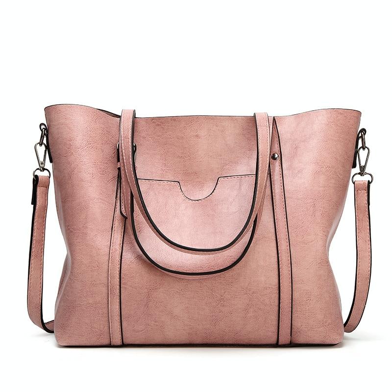 Stylish All-Match Leather Handbag - Wax Finish - Green