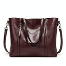 Stylish All-Match Leather Handbag - Wax Finish - Green