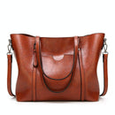 Stylish All-Match Leather Handbag - Wax Finish - Green
