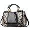 Shiny Leather Handbag With Single-Sided Embroidery - Black