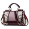 Shiny Leather Handbag With Single-Sided Embroidery - Black