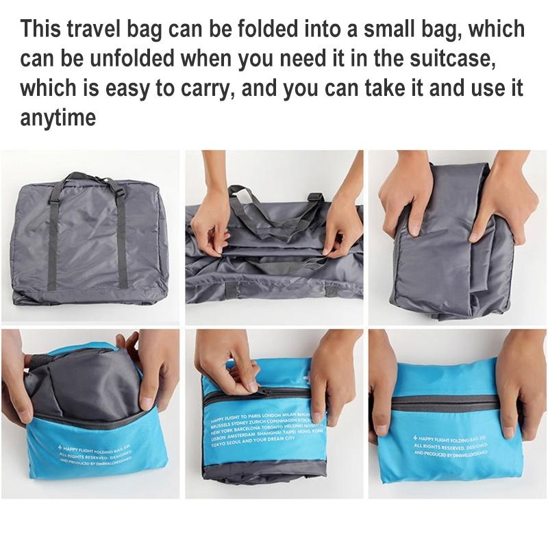 Foldable Nylon Travel Bag For Women And Men - Large Capacity - Sky Blue