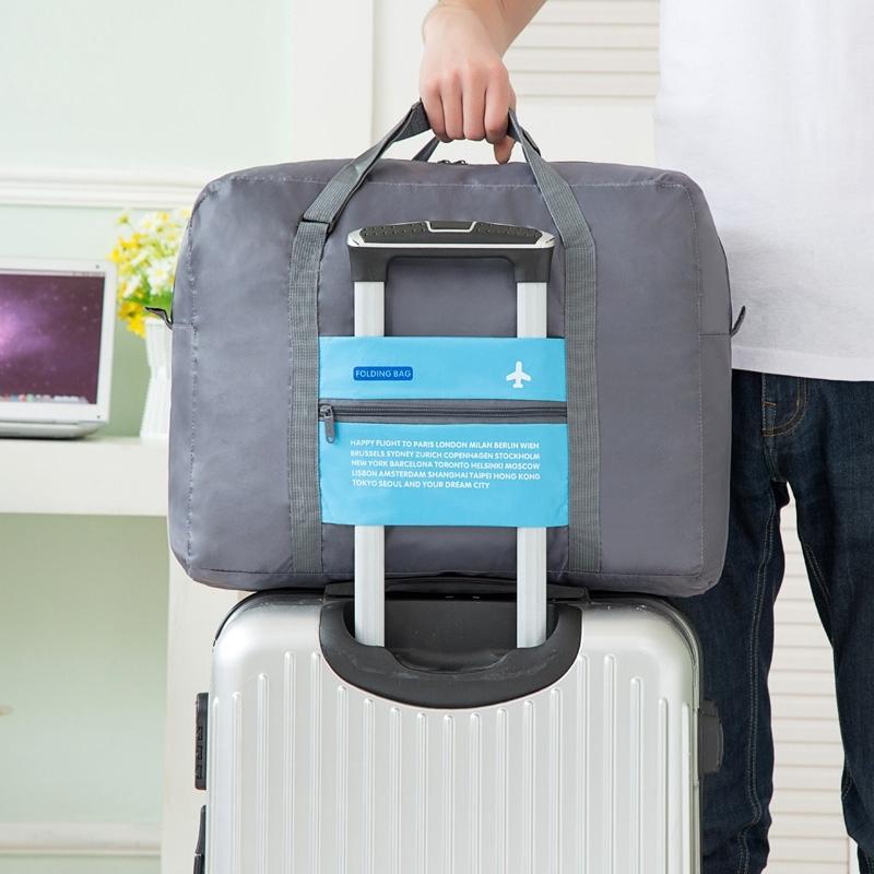 Foldable Nylon Travel Bag For Women And Men - Large Capacity - Sky Blue