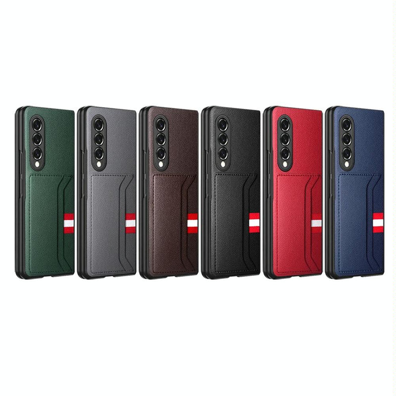 For Samsung Galaxy Z Fold4 5G Litchi Texture Microfiber Case - Brown