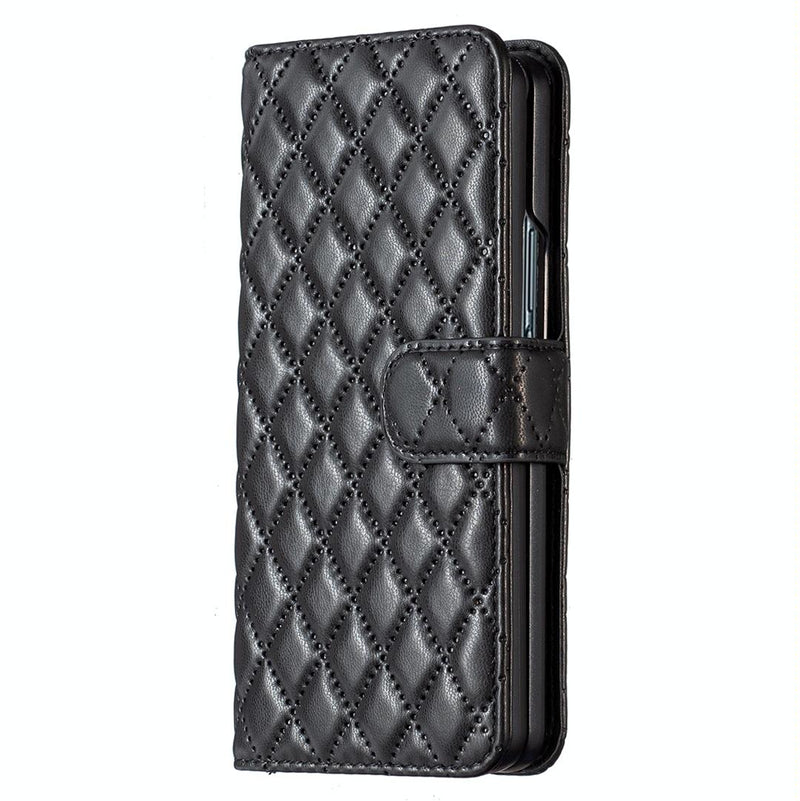 For Samsung Galaxy Z Fold4 5G Diamond Lattice Flip Wallet Case - Pink