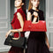 Patent Leather Shoulder Bag For Women - Glue Closure - Red Wine