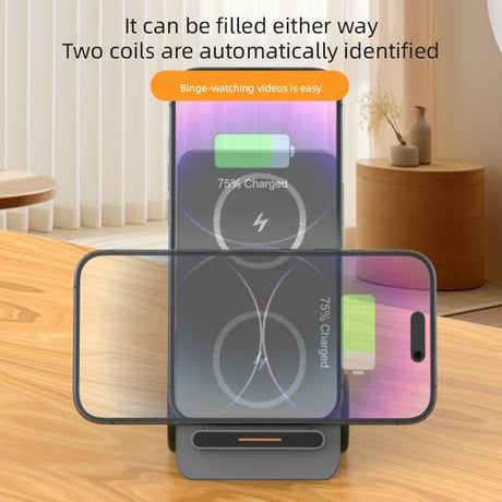 15W 3 In 1 Forklift Wireless Charger With Led Light - White