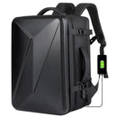 Waterproof Expandable Hard Shell Backpack with Usb Charging - Large Capacity Black - 161 Dark Gray