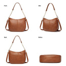 Adjustable Leather Crossbody Bag Large Capacity - Beige