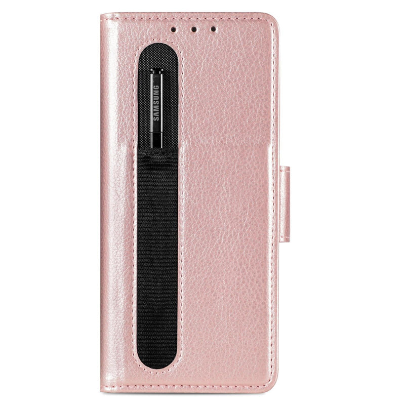 For Samsung Galaxy Z Fold4 5G Litchi Pattern Case With Pen And Card Slots - 4 - Rose Gold