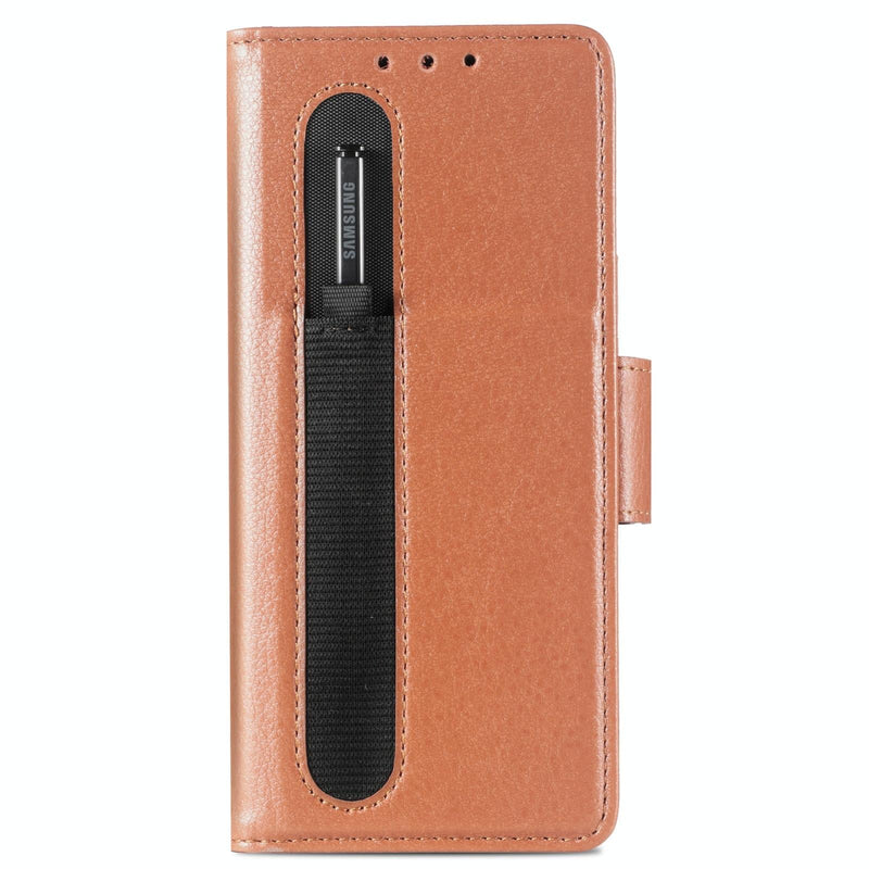 For Samsung Galaxy Z Fold4 5G Litchi Pattern Case With Pen And Card Slots - 4 - Rose Gold