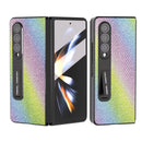 For Samsung Galaxy Z Fold4 5G Diamond Edge Case With Holder - Silver