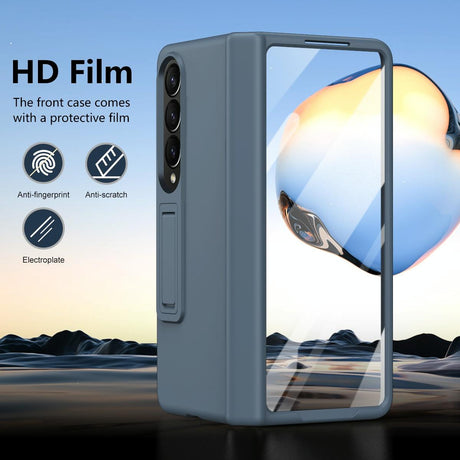 For Samsung Galaxy Z Fold4 5G Shockproof Case With Holder - All-Inclusive - Grey