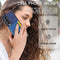 Litchi Pattern Single Button Card Holder Phone Case - Brown