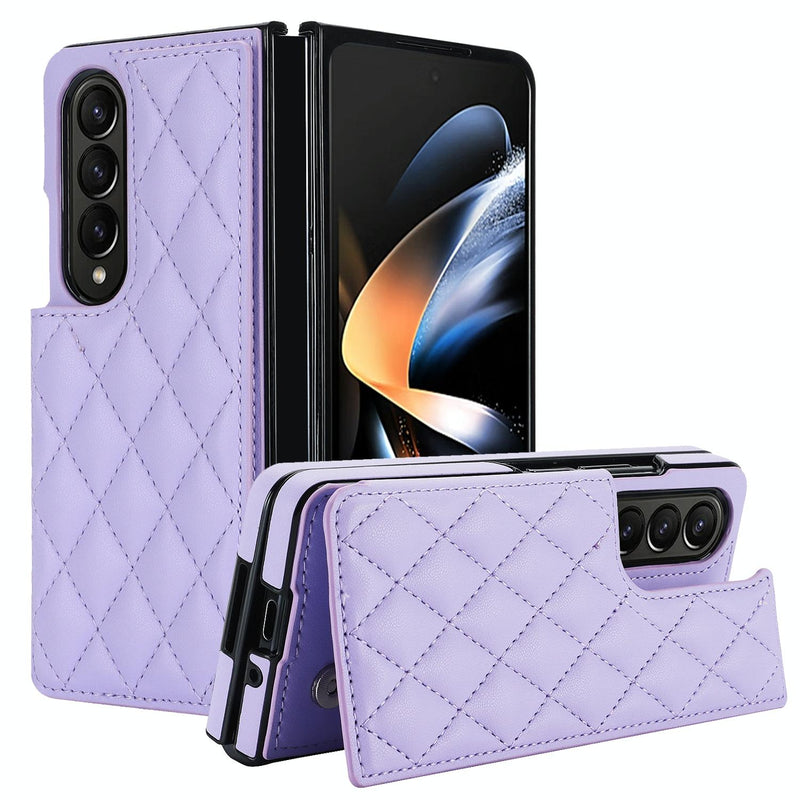 Foldable Full Coverage Double Buckle Pu Phone Case for Samsung Galaxy z Fold 4 - Rose Gold