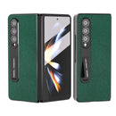 Cross Texture Leather Phone Case with Holder for Samsung Galaxy z Fold 4 5g - Red