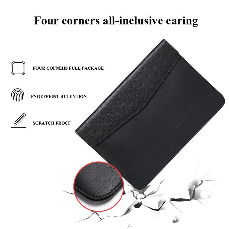13-14 Inch Ultra-thin Magnetic Holster for Horizontal Embossed Notebook with Liner Bag - Black