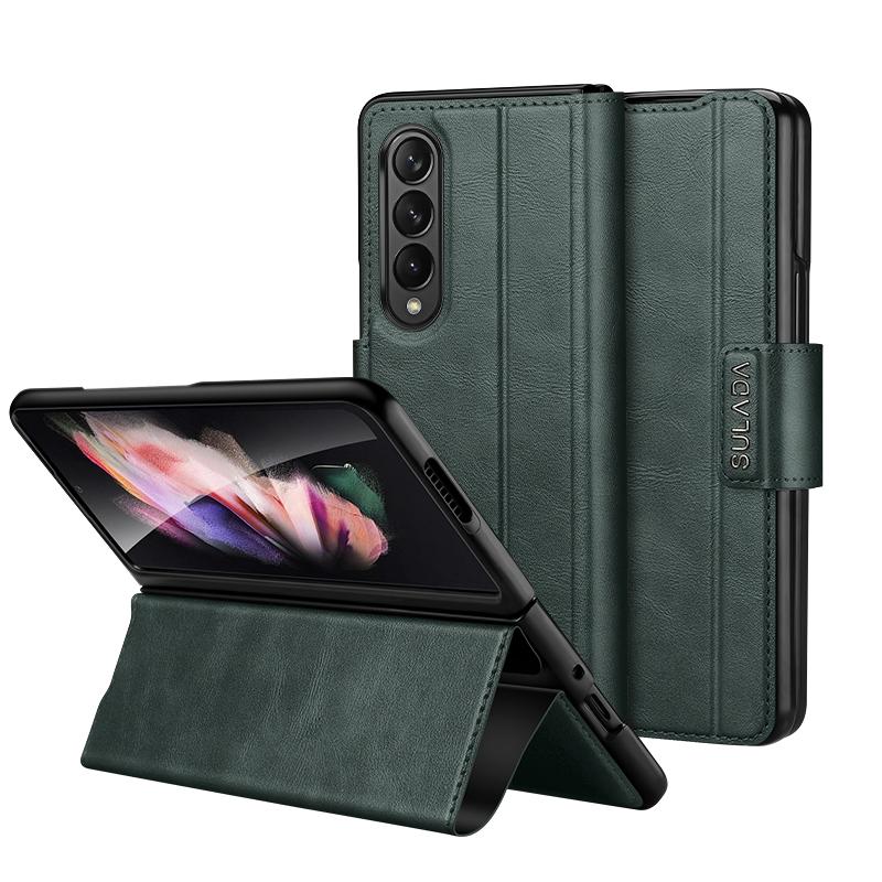 For Samsung Galaxy z Fold4 5G Magnetic Snap Leather Flip Case - All-inclusive - Green