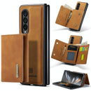 For Samsung Galaxy Z Fold4 5G Wallet Case - 3 Fold Multi Card Holder - Coffee