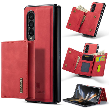 For Samsung Galaxy Z Fold4 5G Wallet Case - 3 Fold Multi Card Holder - Coffee