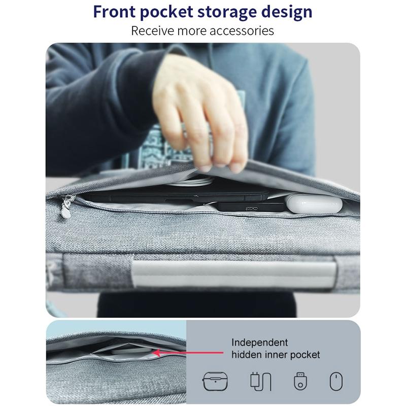 14 Inch Waterproof Laptop Handbag In Bg-01 Design - Grey - 16 Inch