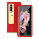 For Samsung Galaxy Z Fold4 5G Flip Case With Tempered Film - Textured Hinge - Gold