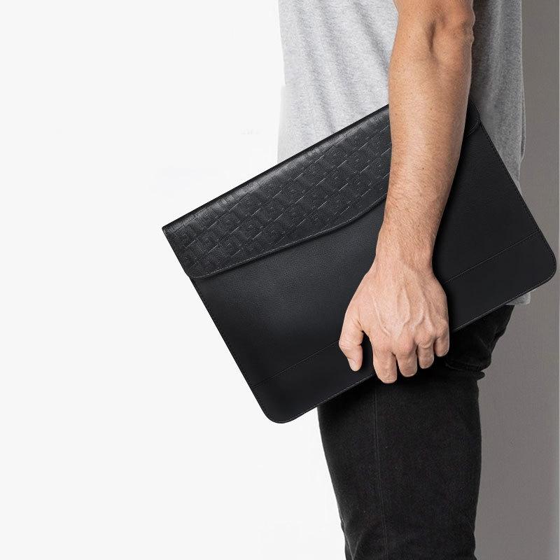 14-15 Inch Ultra-thin Magnetic Holster for Horizontal Embossed Notebook with Liner Bag - Black