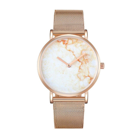 Stylish Men Quartz Watch with Gold Alloy Case and Stainless Steel Band - Round Dial - Wa0733C