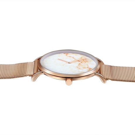 Stylish Men Quartz Watch with Gold Alloy Case and Stainless Steel Band - Round Dial - Wa0733C