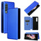 For Samsung Galaxy Z Fold4 5G Carbon Fiber Flip Leather Case - Blue